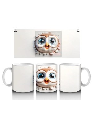 Tek Başına Bakan Sevimli Baykuş İllüstrasyonu – Baskılı Kahve Kupası