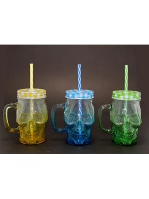 Tekli Cam Kurukafa Kupa Bardak Pipetli