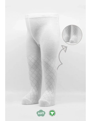 ®   Tekli Ekose Kabartma Penye Külotlu Çorap BS50105 Beyaz