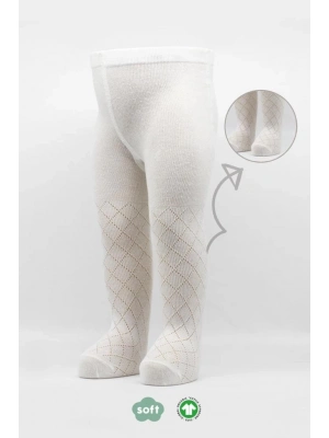 ®   Tekli Ekose Kabartma Penye Külotlu Çorap BS50105 Ekru