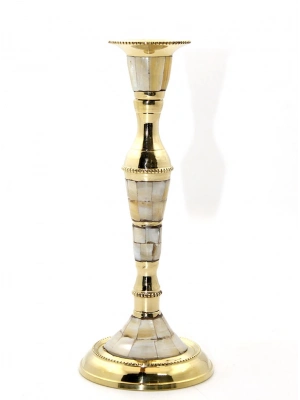 Tekli Pirinç Sedefli Şamdan Model 1