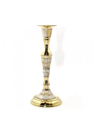 Tekli Pirinç Sedefli Şamdan Model 1