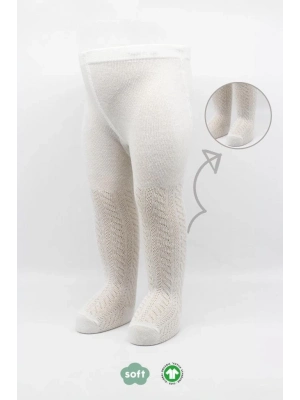 ®   Tekli Zikzak Kabartma Penye Külotlu Çorap BS50108 Ekru