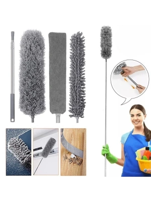 ®  Teleskopik 3lü Mop Toz Alma Püskülü Çok Fonksiyonlu Temizlik Seti