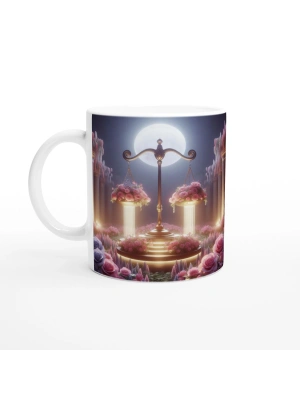 Terazi Burcu Baskılı Kahve Kupası - Ay ışığında Zodyak Bahçesi Vs2