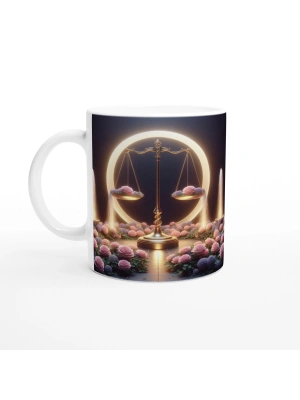 Terazi Burcu Baskılı Kahve Kupası - Ay ışığında Zodyak Bahçesi Vs3