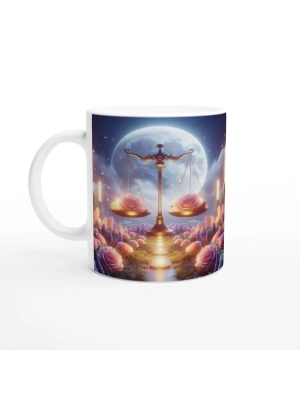 Terazi Burcu Baskılı Kahve Kupası - Ay ışığında Zodyak Bahçesi Vs4