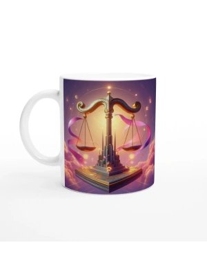 Terazi Burcu Baskılı Kahve Kupası - Burçlar Krallığı Şatosu Vs1