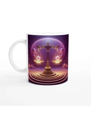 Terazi Burcu Baskılı Kahve Kupası - Burçlar Krallığı Şatosu Vs4