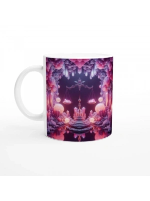 Terazi Burcu Baskılı Kahve Kupası - Büyülü Kristal Mağarası Temalı Vs4