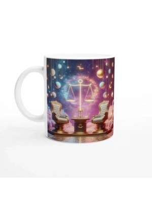Terazi Burcu Baskılı Kahve Kupası - Galaktik Taht Odası Temalı Vs1