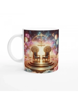 Terazi Burcu Baskılı Kahve Kupası - Galaktik Taht Odası Temalı Vs2