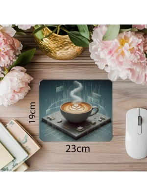 Terminal Şeklinde Latte Sanatı Mousepad - 19x23 cm 2 mm Dikdörtgen İthal Baskılı Mouse Pad