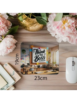 Think Like a Boss Sözlü Mousepad – Lider Ruhlu - 19x23 cm 2 mm Dikdörtgen İthal Baskılı Mouse Pad