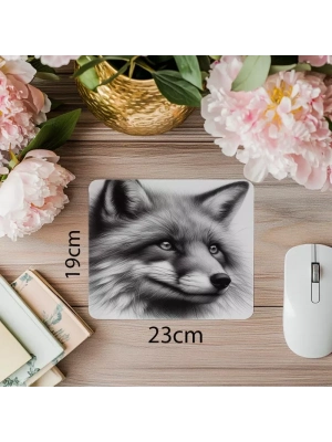 Tilki Çizimli Mousepad – Bilge ve Sade - 19x23 cm 2 mm Dikdörtgen İthal Baskılı Mouse Pad