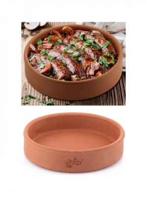 Toprak Güveç, Fırın Kabı, Yuvarlak Fırın Tepsisi Büyük Boy 30 cm