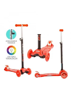 ® Torutoys Kırmızı Twist Işıklı Scooter Kırmızı
