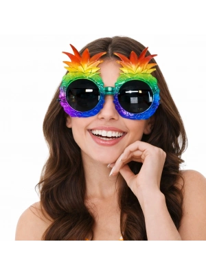 Tropikal Ananas Tasarımlı Renkli Hawaii Parti Gözlüğü