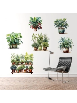 Tropikal Bitkiler Duvar Stickerı Model C