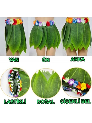 Tropikal Esintili Yapraklı Parti Eteği Çocuk Boy