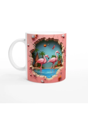 Tropikal Flamingo Baskılı Kupa Bardak