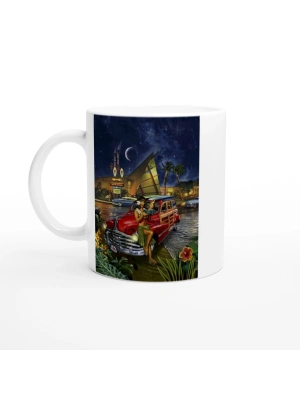 Tropikal Gecede Aloha Kızlı Klasik Araba Kupa