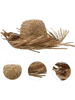 Tropikal Parti Naturel Hasır Hawaii Şapkası 13x36 Cm