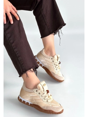 Tues Bej Nubuk Bağcıklı Spor Ayakkabı