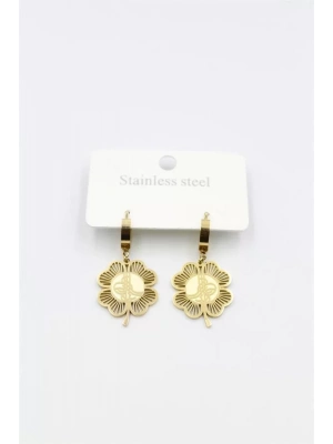 Tuğra Yonca Küpe - Altın