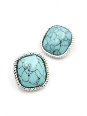 Turkauz Taşlı Küpe - Gümüş