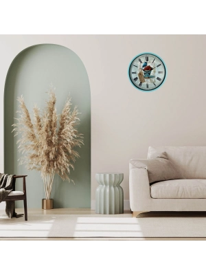 Turkuaz 36 Cm Strawberry Bird Figürlü Duvar Saati