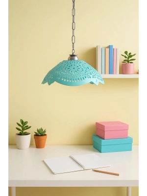 Turkuaz Akrilik Avize Soft Modern Aydınlatma 35x35x12 cm