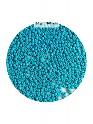 Turquaz Mavi Renk 4 mm Yaklaşık 1100 adet / 100 gram Cam Boncuk Oya Yazma Bileklik ve Kolye