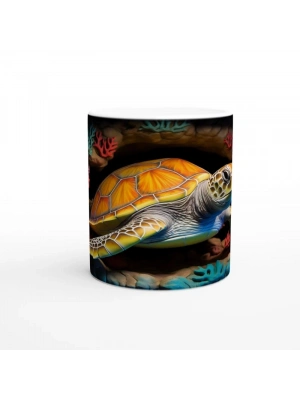 Turuncu Kabuklu Deniz Kaplumbağası Kupa Bardak