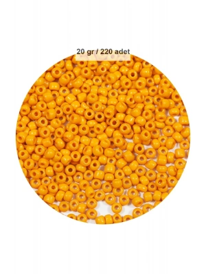 Turuncu Renk 4 mm Yaklaşık 220 adet/20 gram Cam Boncuk Oya Yazma Bileklik ve Kolye