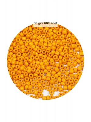 Turuncu Renk 4 mm Yaklaşık 660 adet / 60 gram Cam Boncuk Oya Yazma Bileklik ve Kolye