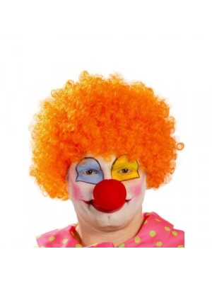 Turuncu Renk Kıvırcık Afro Palyaço Seti