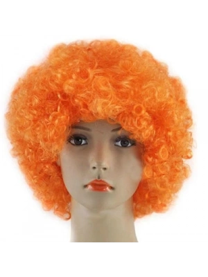 Turuncu Renk Kıvırcık Peruk