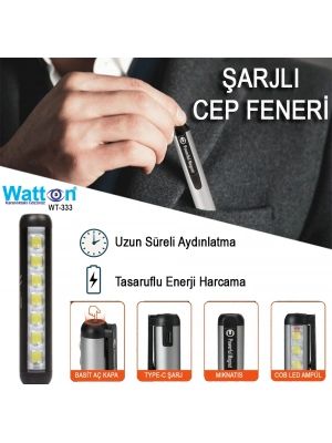 Type-c Girişli Miknatisli Şarjlı Cep Feneri Wt-333
