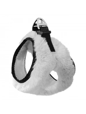 Üç Kilitli Peluş Kedi Köpek Göğüs Tasması 20-24 cm XXX-Small Beyaz