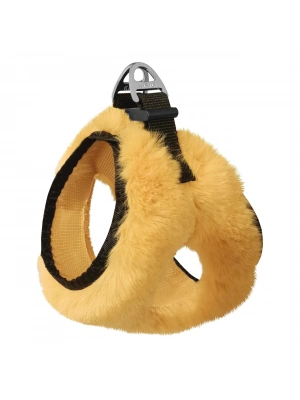 Üç Kilitli Peluş Kedi Köpek Göğüs Tasması 20-24 cm XXX-Small Sarı