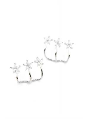 Üçlü Çiçek Küpe - Gümüş