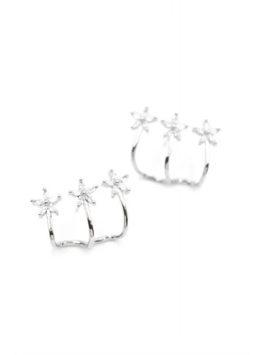 Üçlü Çiçek Küpe - Gümüş