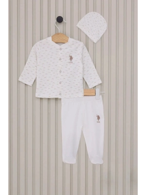 U.S Polo Bebek 3Lü Takım USB2023 Krem