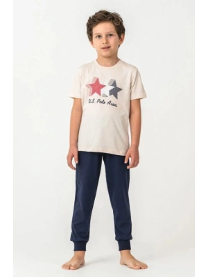 U.S. Polo Kısa Kol Pijama Takım US2441-4 Bej