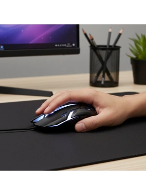 USB Kablolu Işıklı 3D Optik Mouse