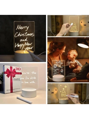 ®  USB Kablolu Işıklı Kendiliğinden Beyaz Kalemli-Silgili Kreatif 3D Görselleştirme LED ası