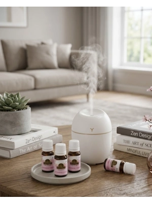 USB Mini Nemlendirici Aromaterapi Difüzörü LED Işıklı 5 Esanslı