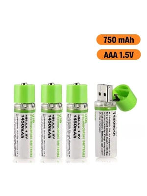 ®  USB Şarjlı 1450mAh AA 1.2V Lityum Kalem Pil – 4lü Set, Tekrar Şarj Edilebilir Uzun Ömürlü Dönüştürülebilir Batarya