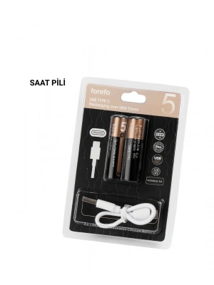 USB Type-C ile Hızlı Şarj Edilebilen AA Lityum Pil